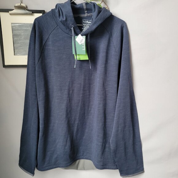 NEW L.L. Bean Explorer Pullover Hooded Sweatshirt Carbon Navy Blue XL - Picture 2 of 15